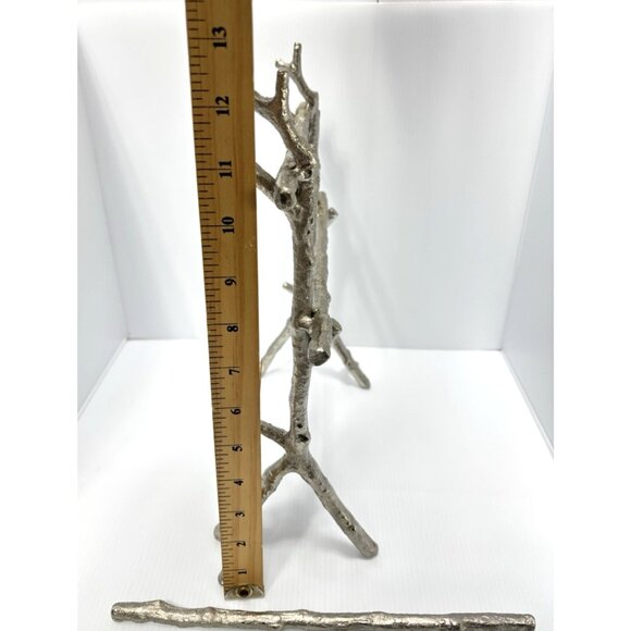 Silver Branch Tree Jewelry Stand 3 Bars Bracelets Rings Organizer Display Rack - Picture 4 of 9